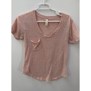 Altar'd State XS Pink V-Neck Short Sleeve Pocket Tee